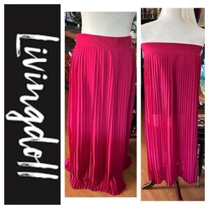 LIVING DOLL Red Pleated Skirt or Strapless Dress